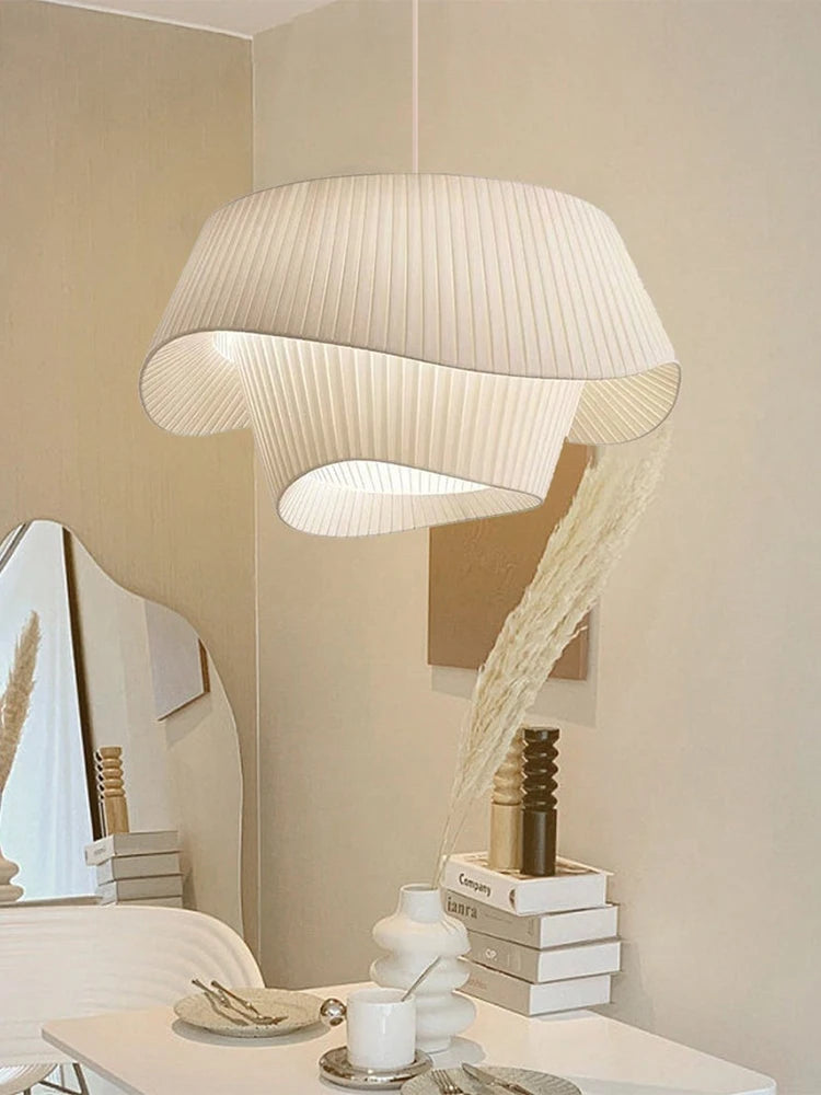Fabric LED Pendant Light for Bedroom Home Decor Lamp Nordic Designer Hanging Lighting Suspension Decoration Chandelier Fixture
