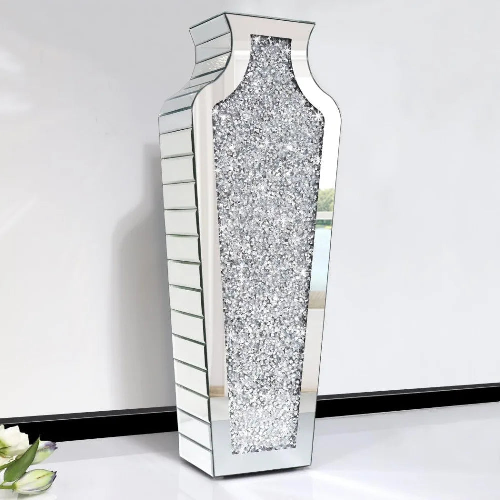 Room Decor Crystal Silver Glass Decorative Mirror Vase Large Size Luxury for Home Decor. Can’t Hold Water Decorations Decoration