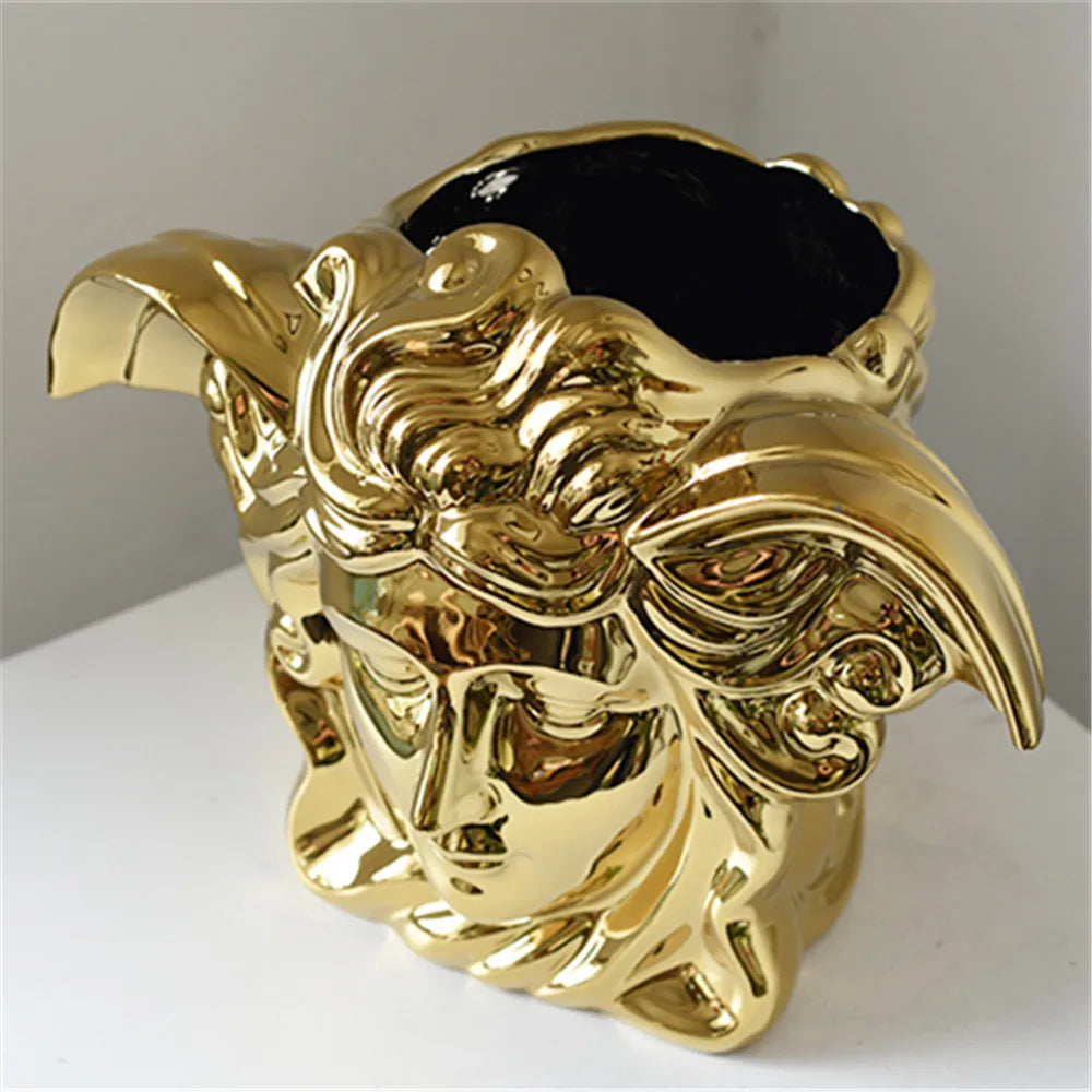 Modern Art Luxurious Electroplating Golden Ceramic Vase Dining Table Decoration Valentine Creative Home Decor