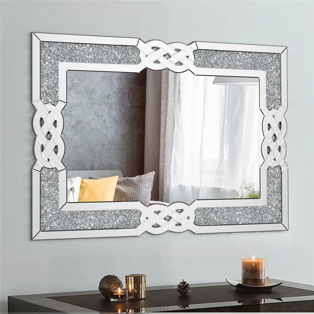 LUVODI Home Decor Mirror Explosion-proof Crystal Crush Diamond Mirror for Living/Bed/Dining/Bath Room